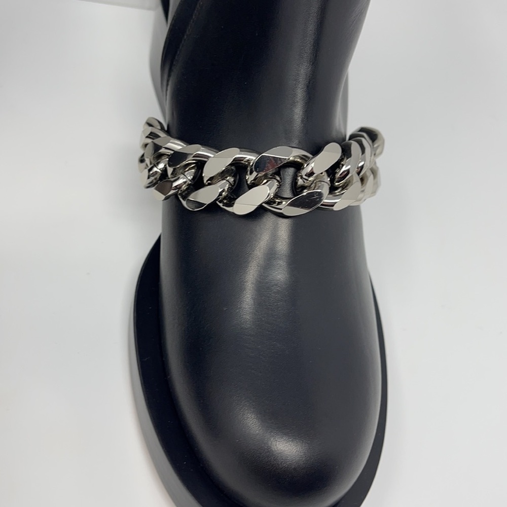 Givenchy Black Leather Silver Chain Ankle Boots NIB - Picture 14 of 15